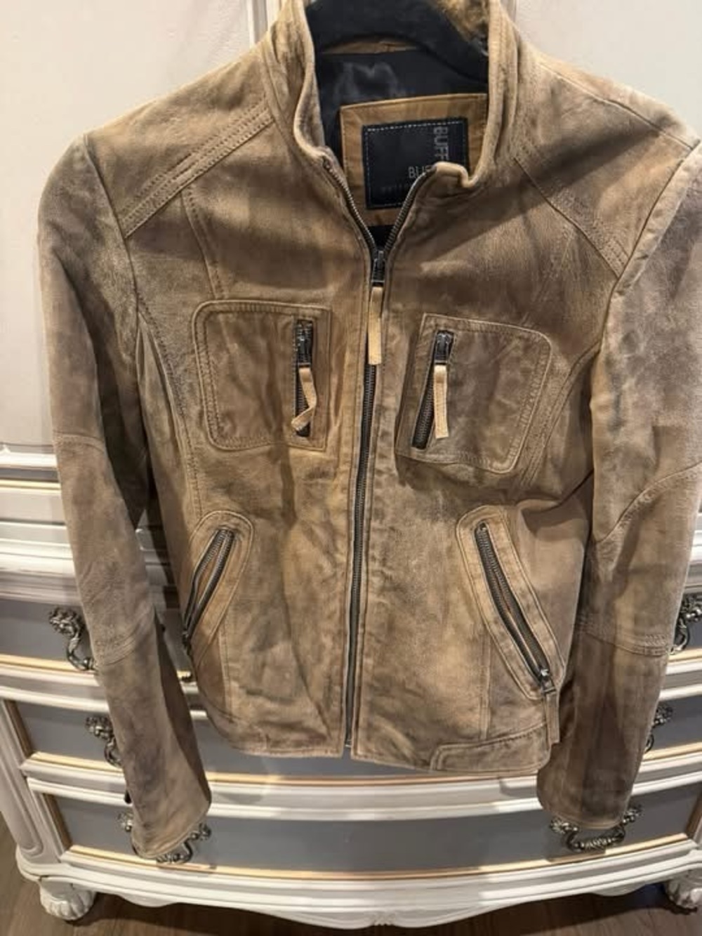 Excellent condition Buffalo David Bitton Distressed Brown Suede Zip Jacket, XS - Picture 3 of 6